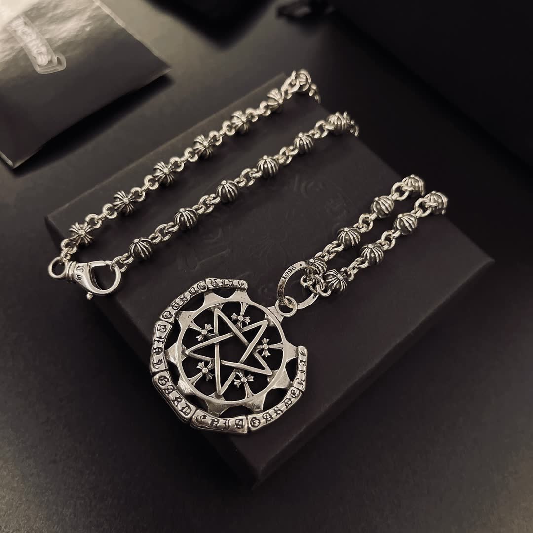 Chrome Hearts Silver Pentagram Pendant Necklace